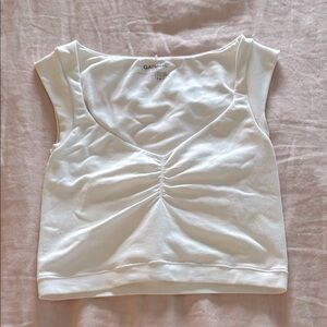 Garage White Ruched Crop Tank Top